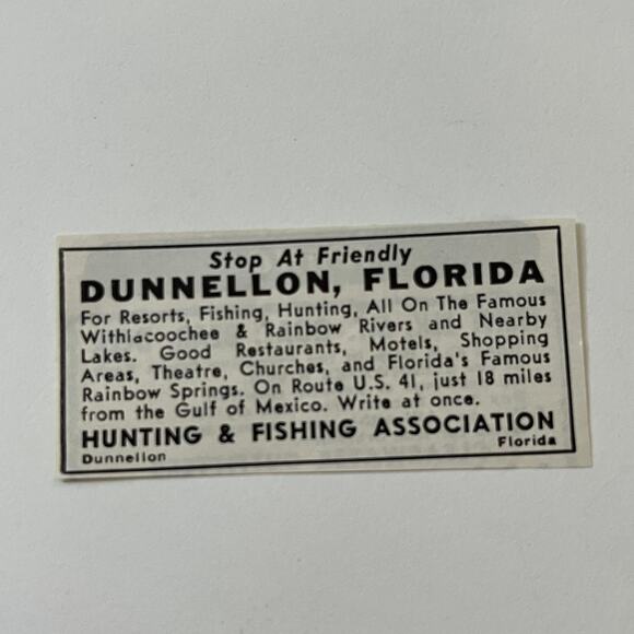 None and/or Unknown Other - Hunting & Fishing Association Resorts Dunnellon FL 1965 Magazine Ad SAG6-S7